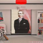 Atatürk Portreli Zebra Perdesi