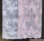 Çiçekli Kelebek Tül Perde